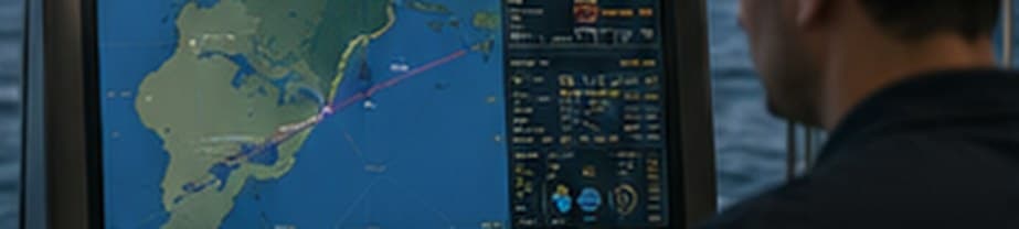 Tela de navegação mostrando a rota do navio entre a China e o Brasil