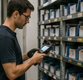 Contagem de inventário com coletor de dados
