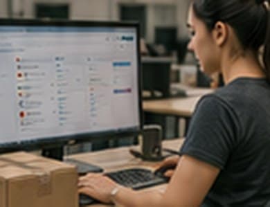 Operação de e-commerce sendo acompanhada em tela