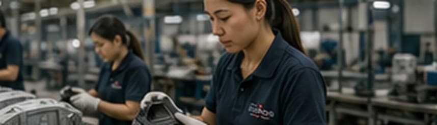 Inspeção de peças na linha de produção