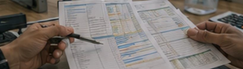 Comparativo de propostas de fornecedores sendo analisado
